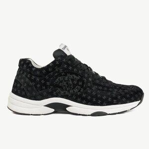 Chanel 22A Black Printed-CC-Logo Suede Low-Top Sneakers